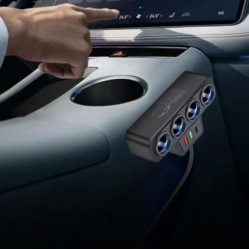 Multi Port Car USB Charger - Ultra Fast 4 Way Car Charger, Flexible Gooseneck Extension | 12 Inch Adjustable Arm, 360 Degree Rotation, Anti-Vibration Cushion, Adaptat — view 3