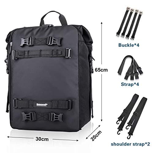 Rhinowalk Motor Pannier Bag 10/20/30L Multifunctional Waterproof Rear Rack Trunk Motorcycle Seat Bag, Black 30L — view 4