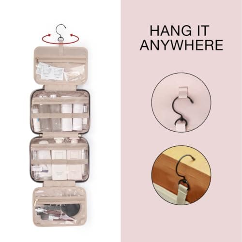 BAGSMART Hanging Travel Toiletry Bag 360° Hook for Full Size Bottle, Large — view 3