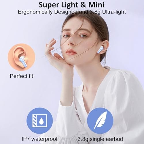 Ordtop Bluetooth 5.4 Earbuds, 6D Stereo Wireless Headphones, 50Hrs Ear Buds — view 4