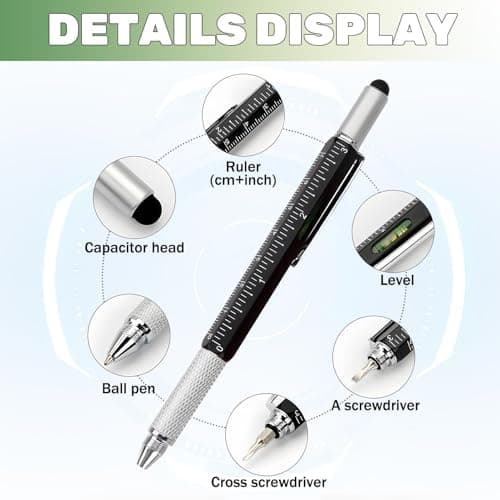 2Pcs Multi Tool Pen Gifts for Men 6 in 1 Multitool Pen Cool Gadgets Tools Back to School Gadgets for Christmas Boyfriend Graduation Back to School Gifts, Office Engineer Carpenter Construction Tool — view 3