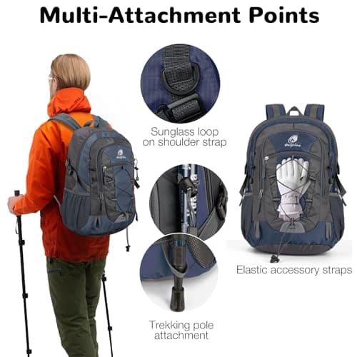 Outplea 25L Hiking Backpack for Men Women, Lightweight Outdoor Rucksack for Trekking Climbing Sports, Casual Daypack for Travel School Work, Navy Blue — view 6