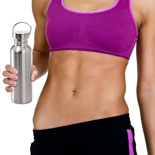 Yopay 2 Pack Stainless Steel Sports Water Bottles, 750ml / 26oz Single Walled 18/8 Stainless Steel Water Bottle with Handle, Uninsulate Metal Water Bottle for Cyclists, Runners, Hikers, Picnics — view 5