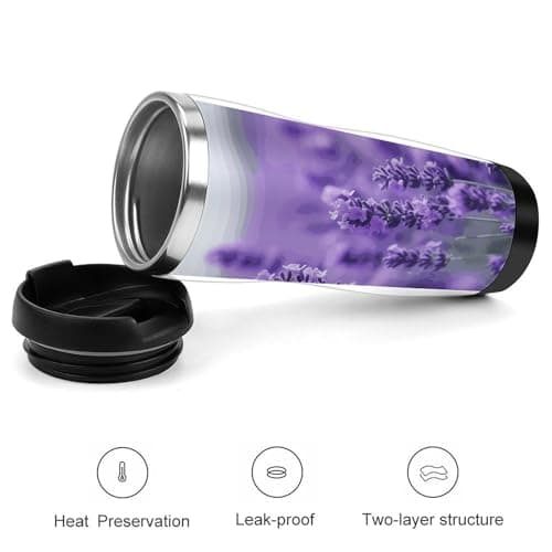 FekiLoot Purple Lavender Water Cup Stainless Steel Bottle Tumbler Exquisitely Sleek Premium Metal Cup Ingeniously Sealed Robust Travel Mug For Outdoor Camping Gym Office Daily Use — view 3