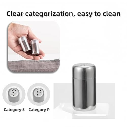 Travel Salt and Pepper Shakers Set 2 PCS, Mini Stai/nless Steel Spice Shakers with Transparent Lid, Leakproof Lightweight Camping Condiment Pots for Kitchen, Outdoor BBQ, Picnic & Hiking — view 3