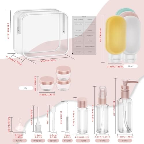 ojussa 16Pcs Travel Bottle Set for Toiletries Leak Proof Travel Bottles Travel Containers with Bag Squeezable Travel Accessories for Lotion Shampoo Conditioner Skincare — view 4