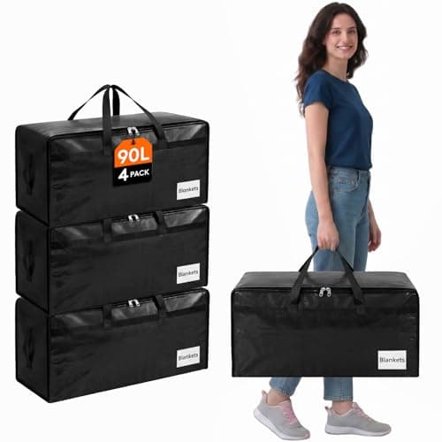Lifewit 4 Pack Large Moving Bags with Lids and Sturdy Handles, Black