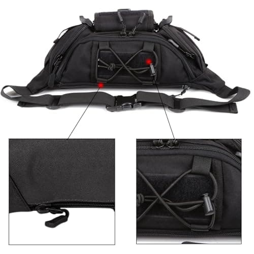 Men's Tactical Waist Bag Military Tactical with Molle Design Multi-Pocket Shoulder Bag for Trekking, Mountain, MTB and Outdoor Activities, Black — view 3
