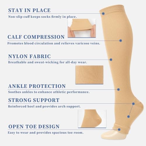 Flight Compression Socks for Women & Men, 2 Pairs Supports Socks — view 3