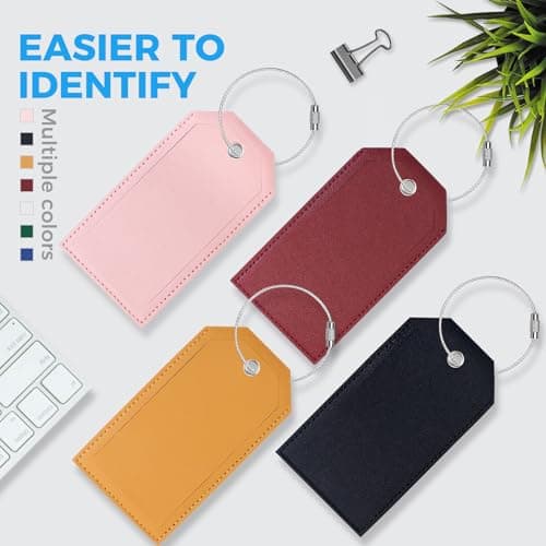 Gloppie 2 Pack Travel Luggage Tags PU Leather Steel Loop Labels Yellow — view 5