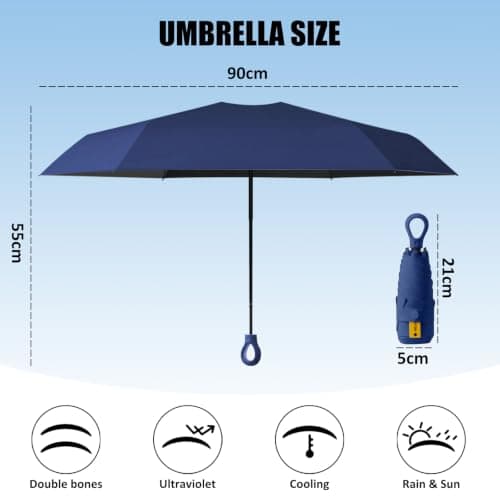 FANSEZQ Sun Umbrella, Mini Travel Umbrella With Case Small Compact Protection Sun Lightweight Tiny Pocket Umbrella — view 2