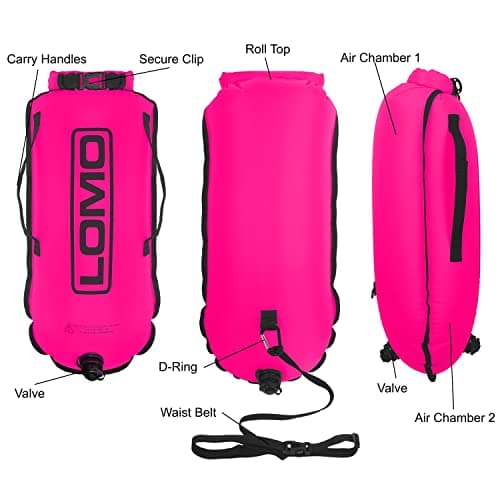 Lomo Roll Top Dry Bag Swimming Tow Float - Pink — view 3