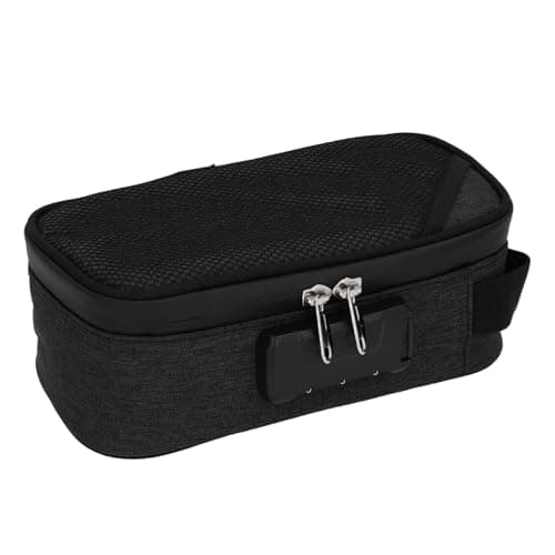 Odor Resistant Storage Bag, Code Lock Design Odor Resistant Suitcase Container Lightweight Multifunctional Easy to Use for Travel (Black) — view 2