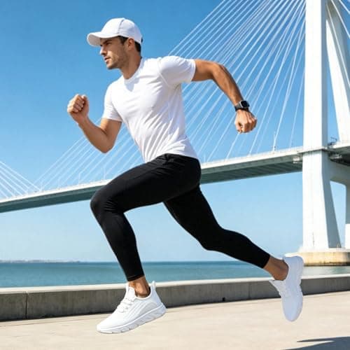 Mens Trainers Running Gym Tennis Casual Walking Trainers White Sneakers 8 — view 2