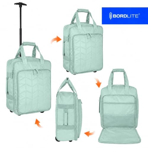Bordlite EasyJet Underseat Cabin Bag 45x36x20cm – Wheeled Travel Holdall with Trolley Handle – Lightweight Polyester Soft Shell Carry On Luggage – Fits EasyJet Free Bag Allowance - Mint — view 6