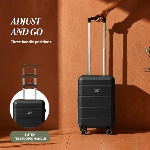 LUGG - Jetset 40cm Suitcase - 40x30x20cm- Ryanair Compatible - Underseat Size - Hard Shell ABS - Spinner & Removable Wheels - Lightweight Travel Luggage- Black — view 5