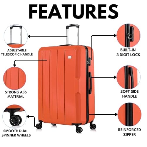 FLYMAX XL 32" Extra Large Suitcase 4 Wheel Lightweight Luggage Hard Shell Check in Hold Travel ABS 143 Litre Capacity Travel Case with 3 Digit Combination Lock + Telescopic Handle Red — view 3
