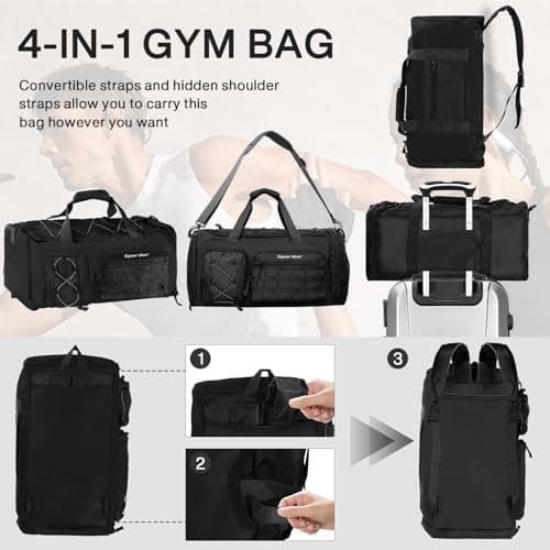 Spardar 4‑in‑1 Gym Bag, 35L Large Sports Duffle Backpack for Men Women, with 6 Shoe Storage Bags, Waterproof Travel Weekend Bag with Wet Dry Pocket & Separate Shoe Compartment, Cabin Carry On Luggage — view 2
