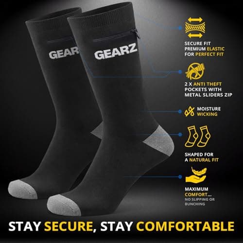 GEARZ - Women's Anti-Pickpocket Socks with 2 Hidden Zip Pockets size 39-42 — view 5