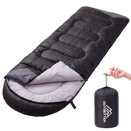 Sleeping Bags for Adults 3 Season Backpacking Lightweight Waterproof Cold Weather Sleeping Bag for Kids Warm Camping Hiking Outdoor Travel Hunting with Compression Bags Black