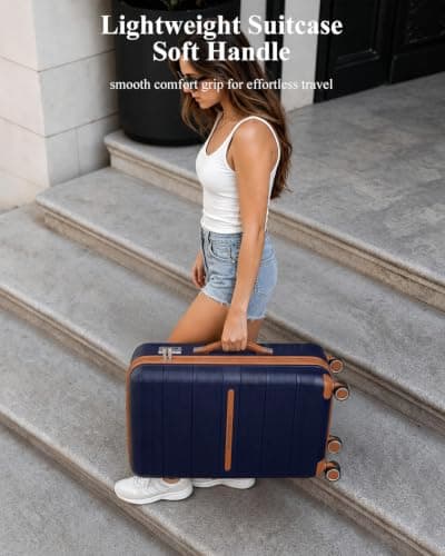 British Traveller Medium Suitcase, Lightweight Hard Shell Luggage — view 2