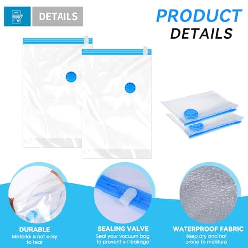 2Pack Vacuum Storage Bags for Clothes, 40x60cm Travel Space Saver — view 5