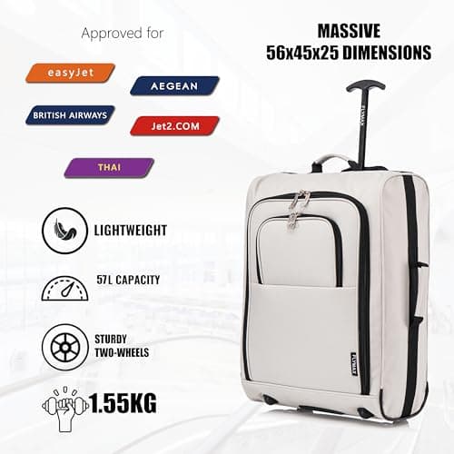56x45x25 Easyjet Cabin Bag Hand Luggage Approved Cabin Case Lightweight Suitcase Also Approved for BA Jet 2 1.5kg 57L Grey — view 6