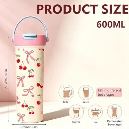 VorErgyllic Bow Coffee Cup Travel Mug,Tumbler with Straw,Girl School Gift — view 2
