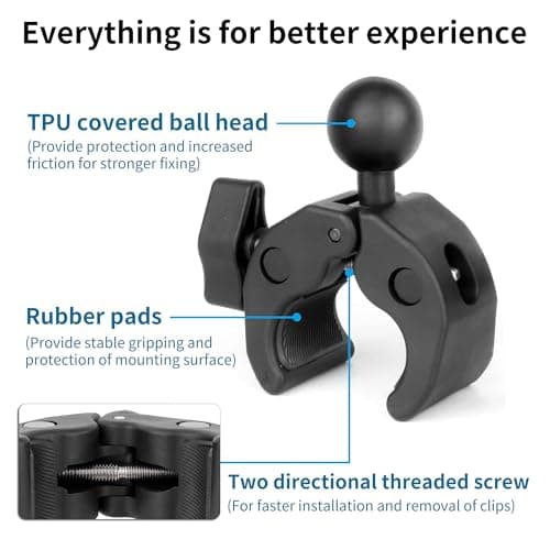SOONSUN 1" Ball Clamp Mount for RAM Mounts B Size Socket Arm, 20-50mm Rails — view 3