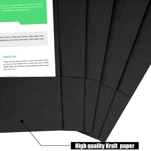 LATERN 10Pcs A4 Document File Folder, Kraft Paper Square Cut Folders Insert Presentation Paper Holder Storage Pouch Portfolio Paperwork Organizer with Cards Slot Folders for Office School (Black) — view 2
