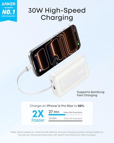 Anker Power Bank,10,000mAh 30W with USB-C Travel Essential Portable Charger — view 2
