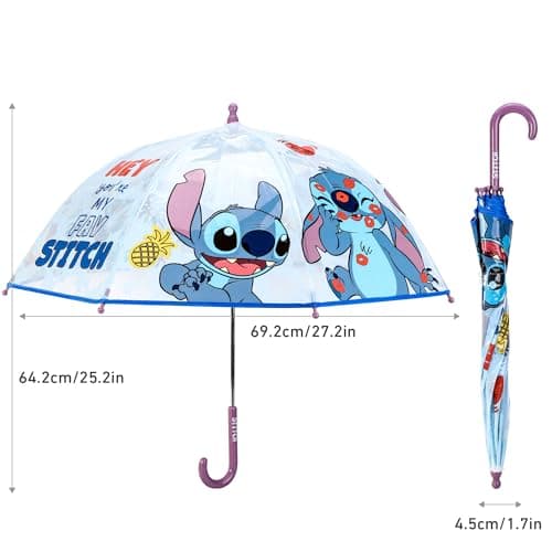 Disney Stitch Kids Dome Umbrella – Official Licensed Children's Character Toddler Umbrella, Strong, Lightweight & Windproof School Rain Umbrella for Girls & Boys, Child-Friendly Safety Opening — view 4