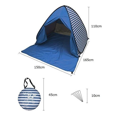 Eplze Automatic Pop Up Beach Tent for 2-3 Persons-Stripe Style (Orange) — view 6