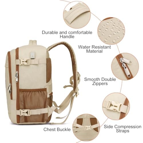 for New Ryanair Cabin Bags 40x30x20 Underseat Small Travel Backpack, Beige — view 6