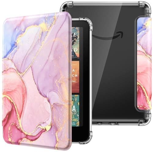 MoKo Case for Kindle Paperwhite 12th Gen & Colorsoft 2024,Pink Gold Marble