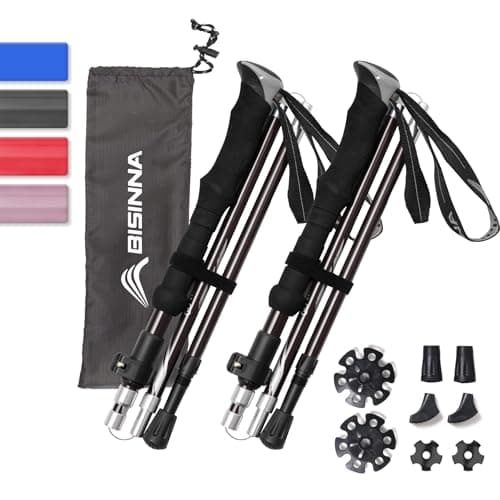 BISINNA Trekking Poles- 2pc/set Folding Aluminum Walking Sticks