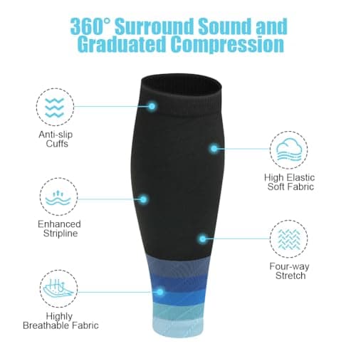 ACWOO Calf Support Compression Sleeves for Women Men, 1 Pair 15-21mmHg Class 1 Shin Splints Brace Support for Torn Muscle Pain Relief, Cramps, Sprains, Footless Leg Socks for Running Sports Flight — view 2