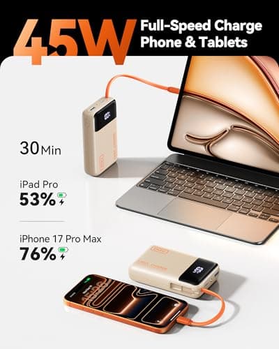 INIU 45W Fast Charging Power Bank, 20000mAh Small Travel Portable Charger — view 2