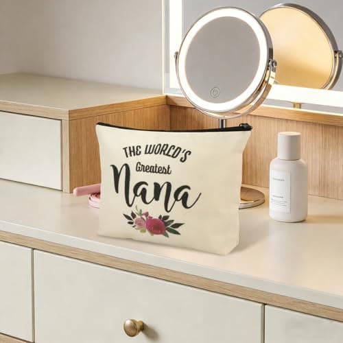 Nana Gift Makeup Bag The World's Greatest Nana Cosmetic Bag Floral Linen Travel Toiletry Bag Grandma Appreciation Pouch Organizer — view 4