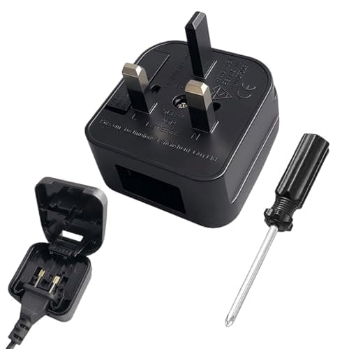 1 PCS US to UK Plug Adapter,UK Plug Convertor Adaptor,American to UK Plug Adapter,2 Pin to Uk Adaptor with Screwdriver Convert from USA,China,Japan,Type a Plugs to Uk with Safety Fuse,ABS(Black)