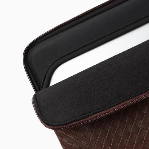 Comfyable Woven-Look Laptop Sleeve Compatible with 15" MacBook Air (Snug Fit) M5 & 14" MacBook Pro M5 Pro/Max 2026 (Loose Fit), Faux Leather Mac Travel Case for Men Women, Mocha Brown — view 5