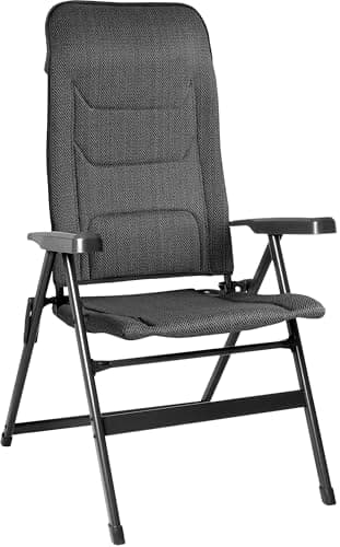 Brunner Aravel Vitachic Caravan Chair Salt & Pepper, Folding Reclining Outdoor Chair, Lightweight Aluminium Frame, Breathable Quick Dry 3Durafeel Fabric, Garden, Camping & Motorhome Chair (Medium)