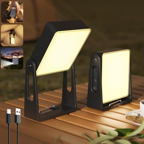 2 Pack Rechargeable LED Camping Light, 4000mAh Dimmable Lanterns with Clip & 360° Adjustable Stand, 2-in-1 Flashlight Emergency Lights for Home Power Outages, Hurricane Survival, Outdoor Hiking