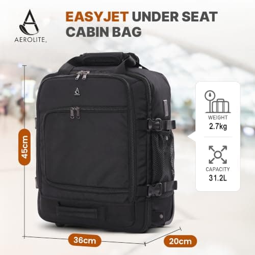 Aerolite 45x36x20cm easyJet Trolley Backpack, 2 Wheels, Business — view 2