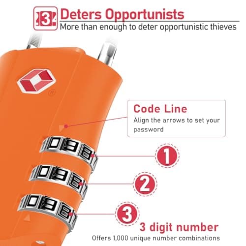 NAGE TSA Approved Luggage Locks 3-Digit (Orange, 2P) — view 3