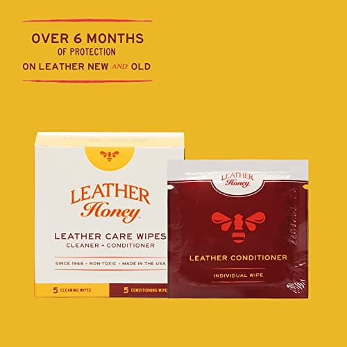 Leather Honey Leather Care Wipe Kit: Clean & Restore On-The-Go. Use for Leather Couches, Car Seats, Purses, Shoes & Bags. Safe for Any Color. Non-Toxic & Ready-to-Use. 5 Cleaner & 5 Conditioner Wipes — view 2
