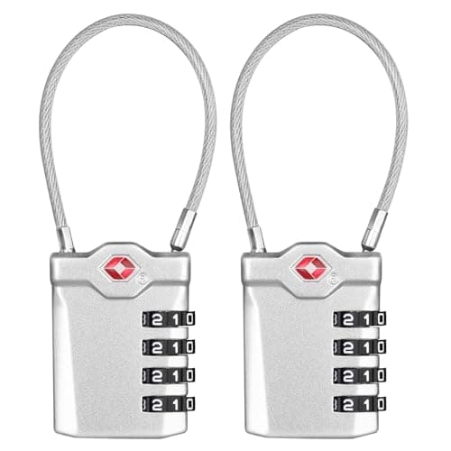 ZHEGE Travel Padlocks for Luggage, Suitcase Locks (Silver, 2P)