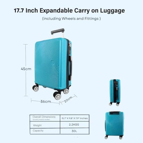 Underseat Travel Cabin Case, Teal, 45x36x20cm, T-HC-US-1830 — view 2