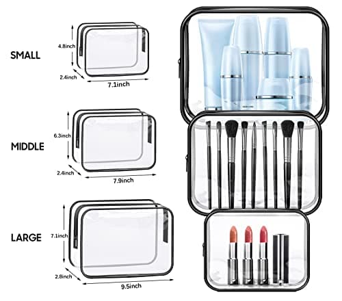 SLIJAR Clear Travel Toiletries Bag, 3 PCS Portable Waterproof Toiletry Bags for Women and Men, Clear Makeup Bags PVC Cosmetic Bag, Travel Accessories Wash Bag for Travelling and Holiday — view 2