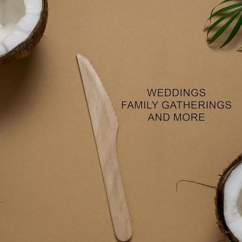 MIXEL Disposable Wooden Knife, Comfortable Grip, Lightweight And Portable, Ideal For Parties, Picnics, Camping, Takeaway, Everyday Use, Durable Construction, (20 Pcs) — view 6